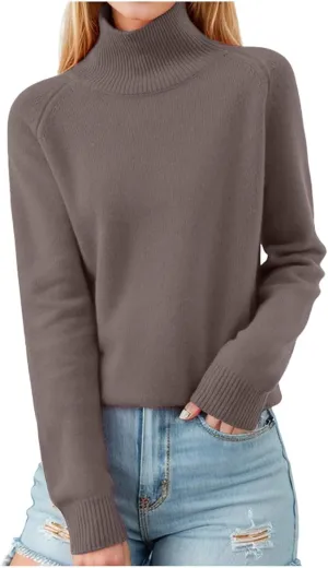 Women's Turtleneck Basic Sweaters 2024 Fall Winter Warm Ribbed Knitted Sweater Fashion Casual Long-Sleeve Jumper Tops