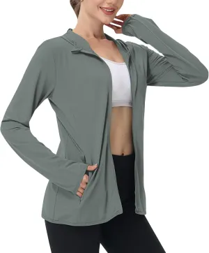 Womens UPF 50  Athletic Jacket Summer Lightweight Sun Protection Zip Up Hoodie UV Protect Long Sleeve Shirts