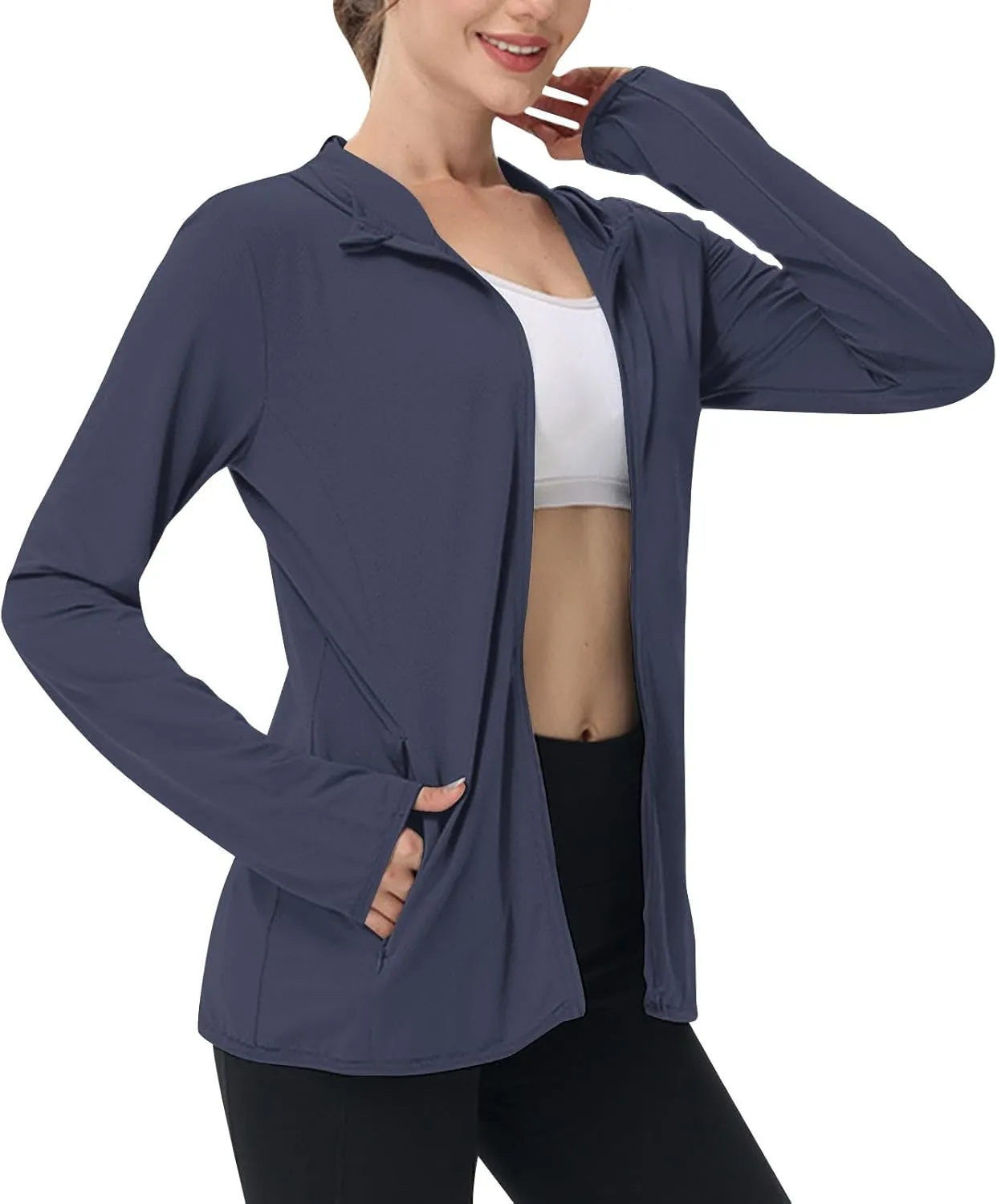 Womens UPF 50  Athletic Jacket Summer Lightweight Sun Protection Zip Up Hoodie UV Protect Long Sleeve Shirts