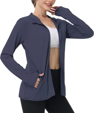 Womens UPF 50  Athletic Jacket Summer Lightweight Sun Protection Zip Up Hoodie UV Protect Long Sleeve Shirts