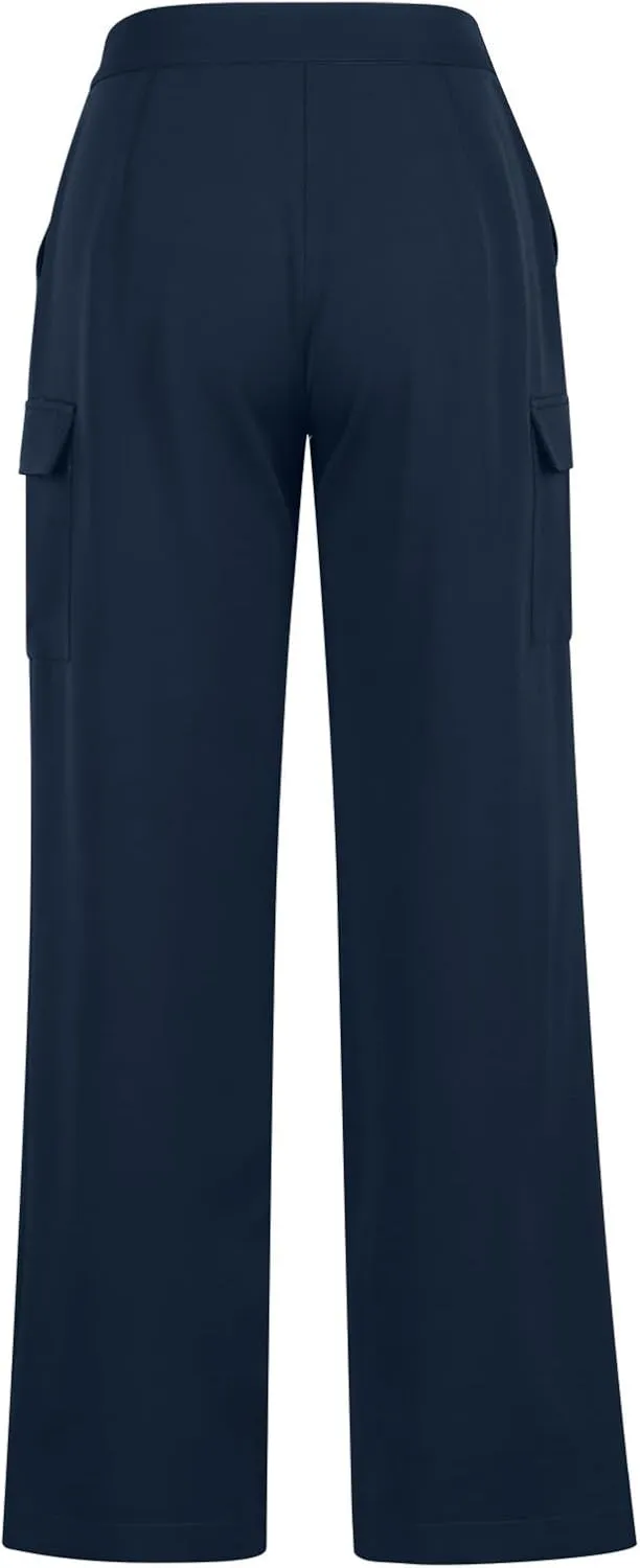 Womens Wide Leg Suit Pants High Waist Business Casual Work Pant Loose Comfy Versatile Dress Trousers with Four Pocket