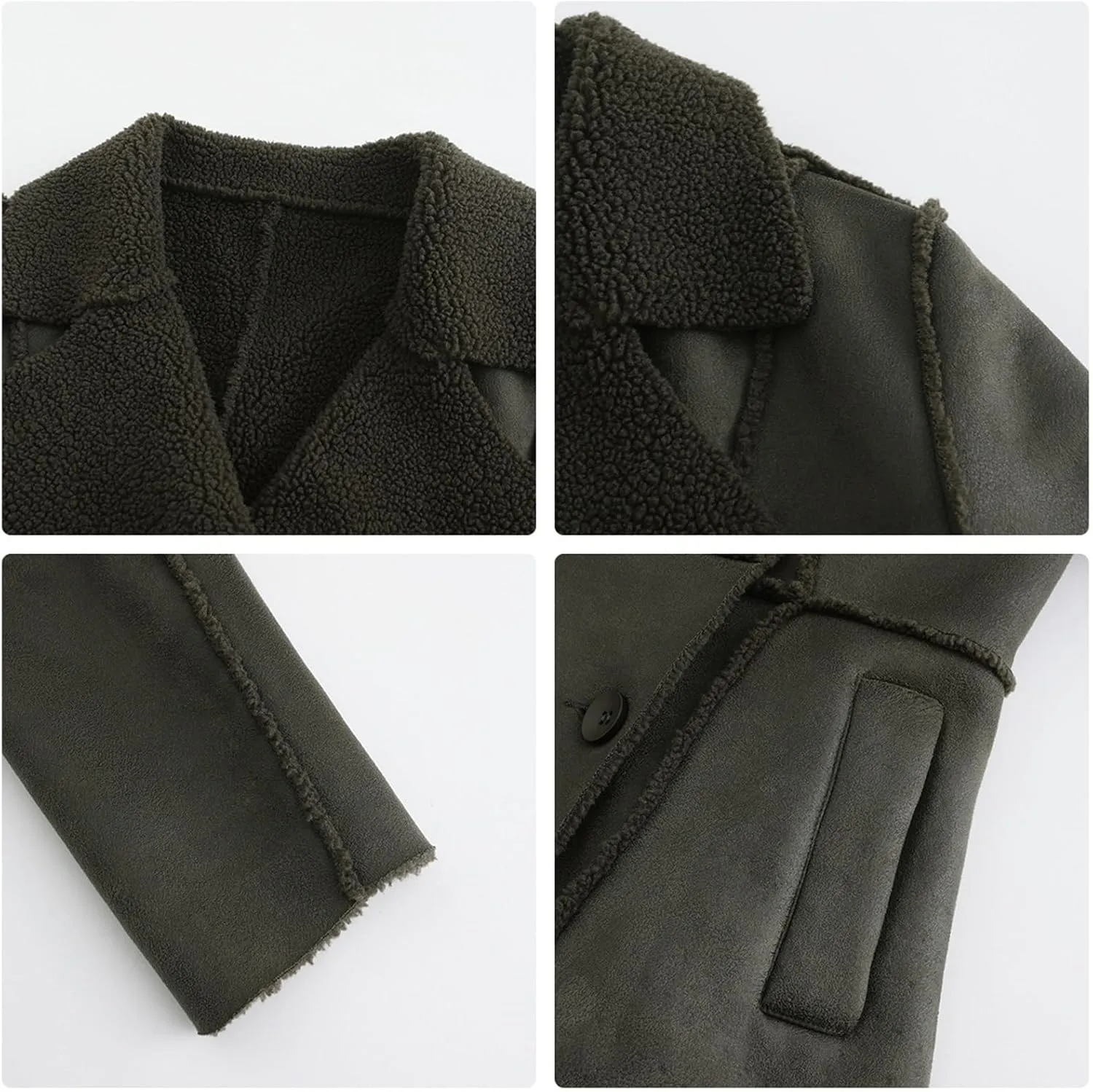 Womens Winter Faux Fur Coats Moto Jackets OversizedShearling Coat Lined Leather Jacket