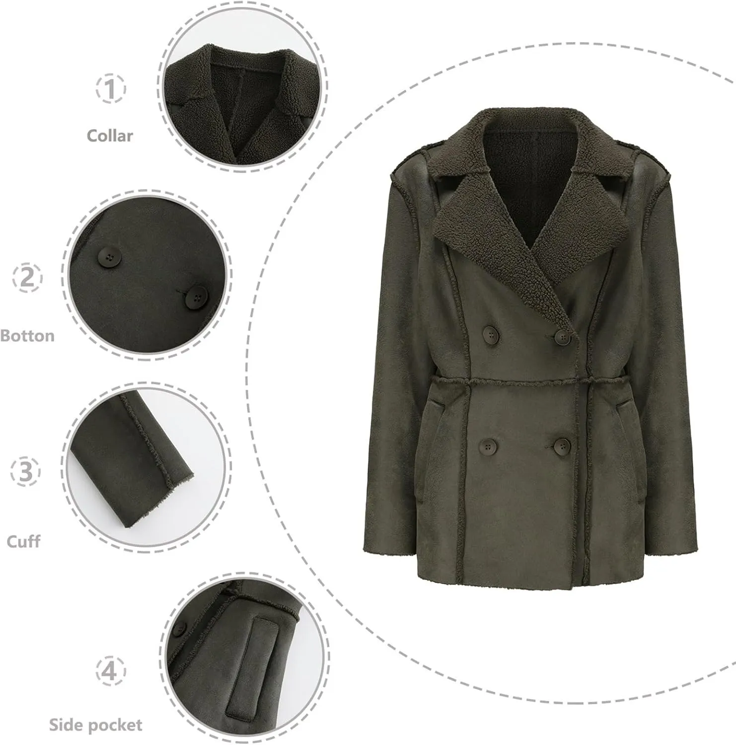 Womens Winter Faux Fur Coats Moto Jackets OversizedShearling Coat Lined Leather Jacket