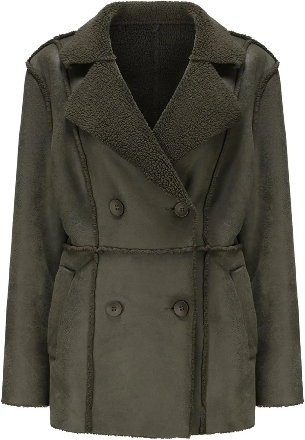 Womens Winter Faux Fur Coats Moto Jackets OversizedShearling Coat Lined Leather Jacket