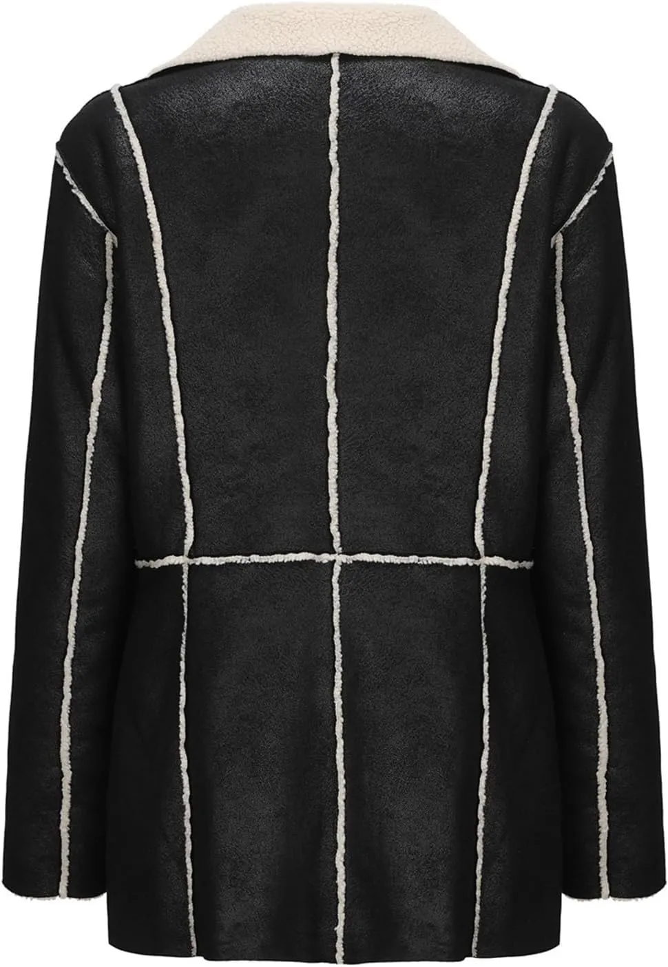 Womens Winter Faux Fur Coats Moto Jackets OversizedShearling Coat Lined Leather Jacket