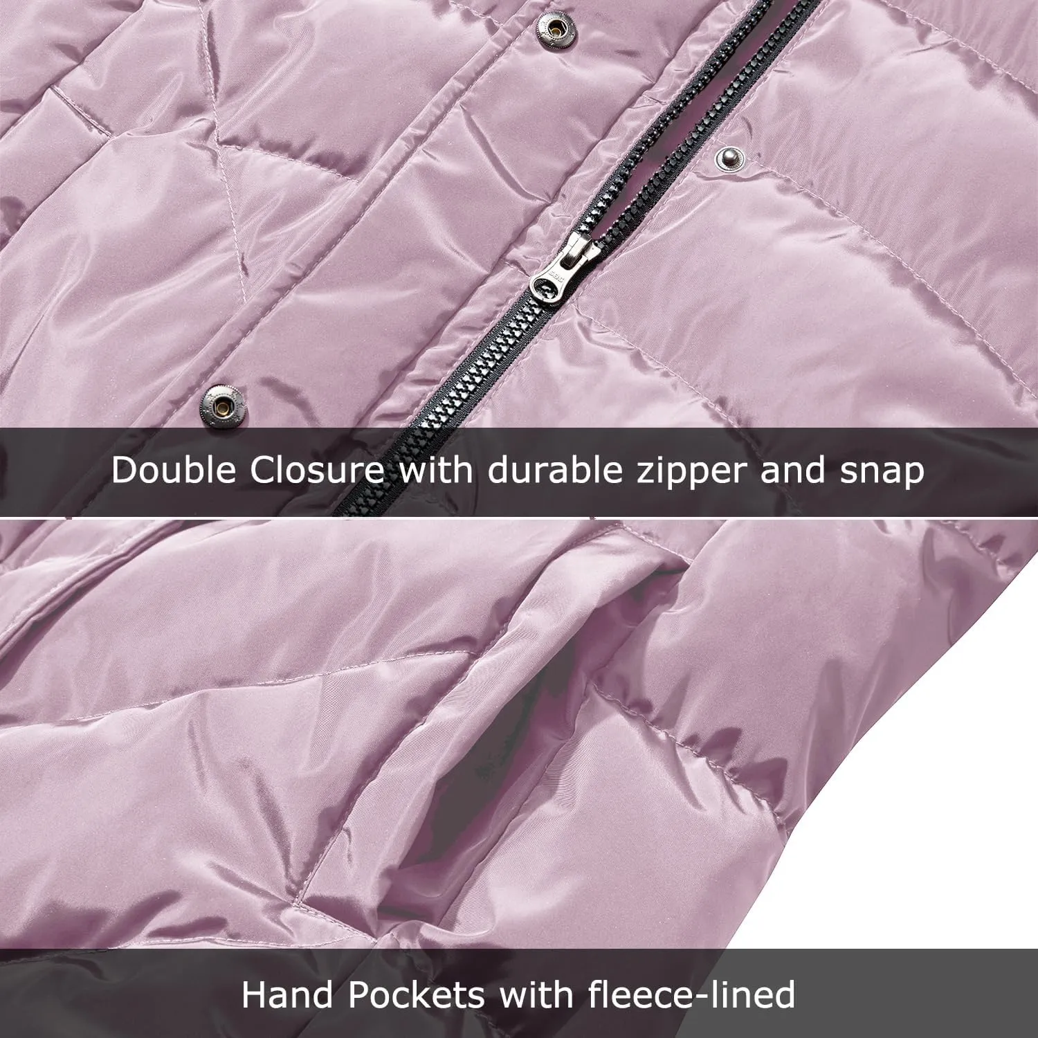 Women's Winter Thicken Coat Warm Long Puffer Jacket with Faux Fur Removable Hood Waterproof Insulated Jacket