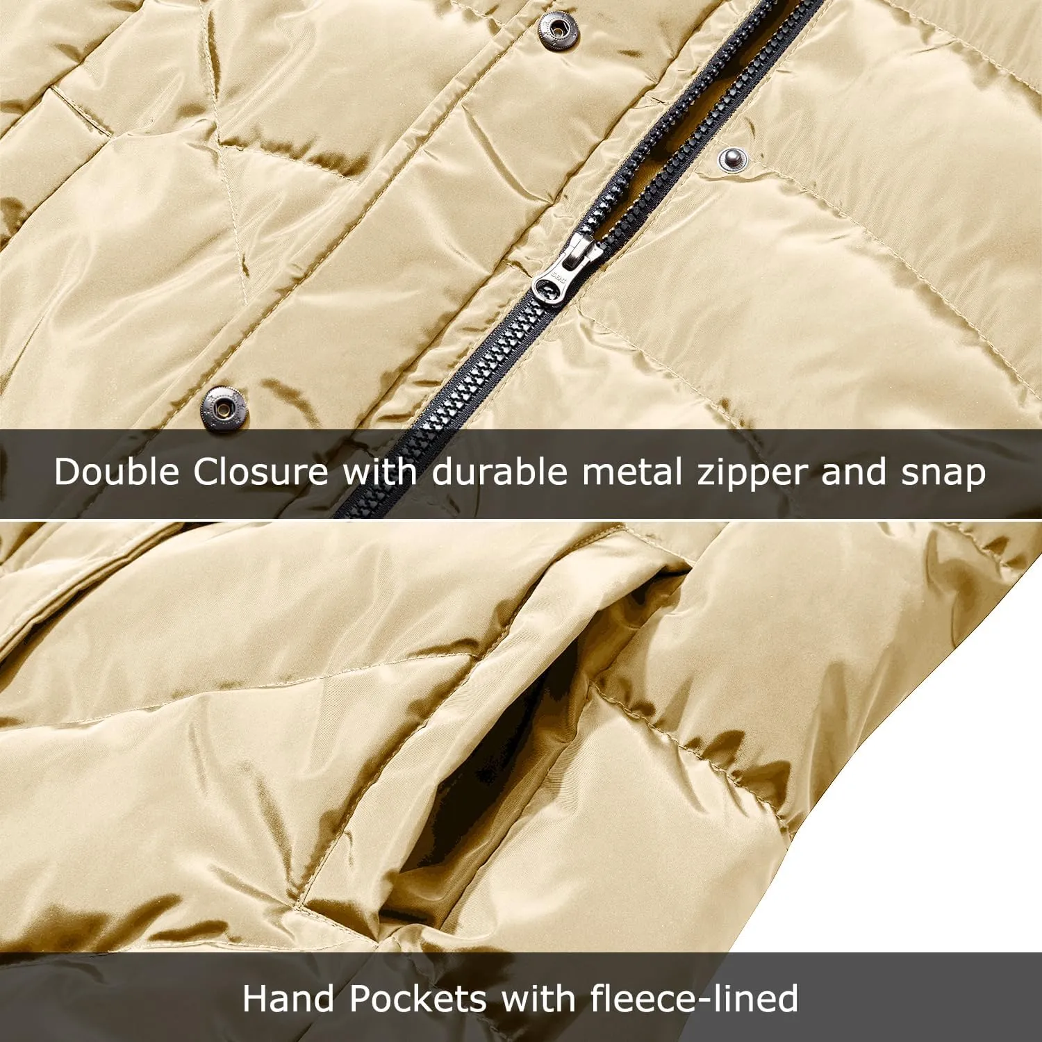 Women's Winter Thicken Coat Warm Long Puffer Jacket with Faux Fur Removable Hood Waterproof Insulated Jacket
