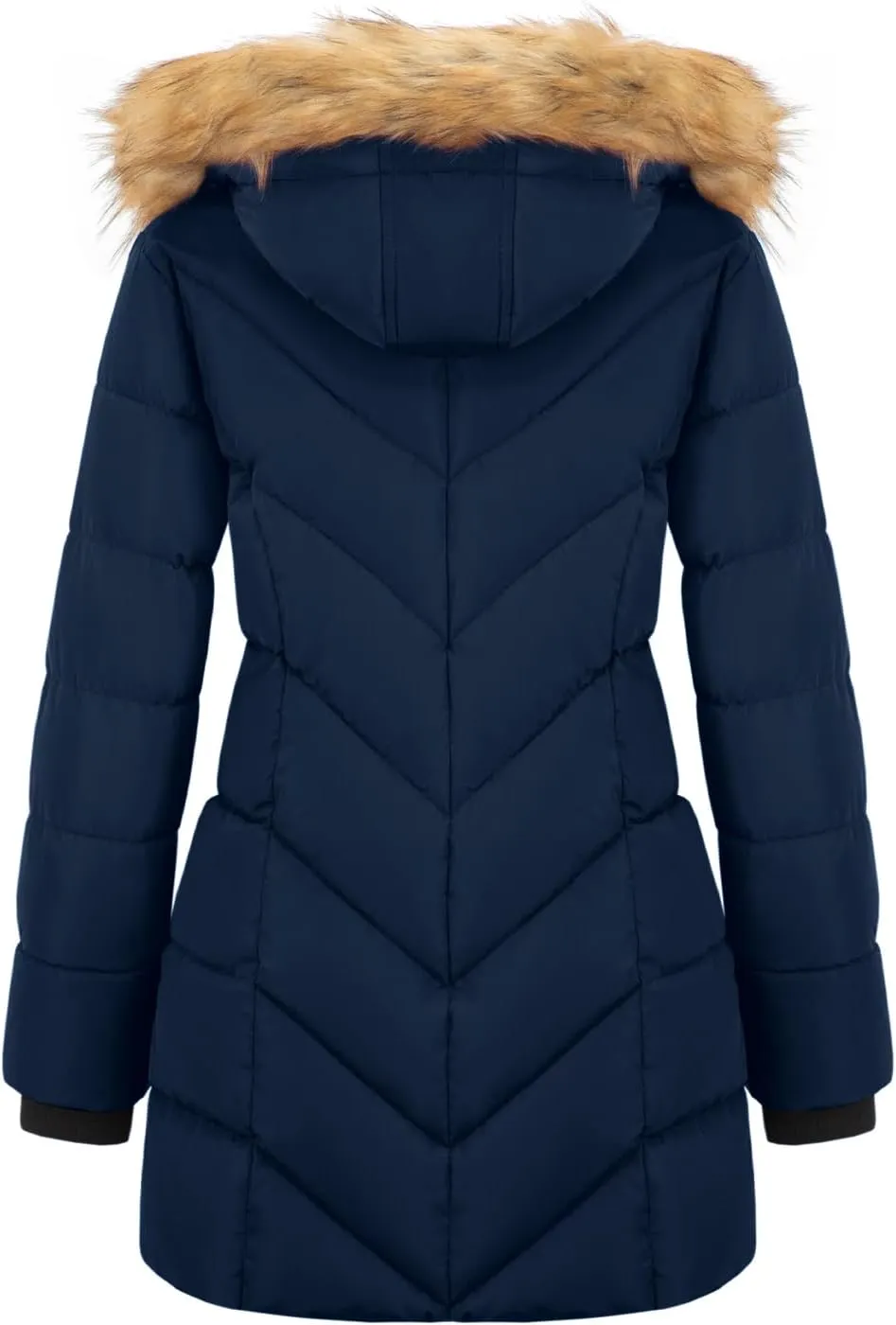 Women's Winter Thicken Coat Warm Long Puffer Jacket with Faux Fur Removable Hood Waterproof Insulated Jacket