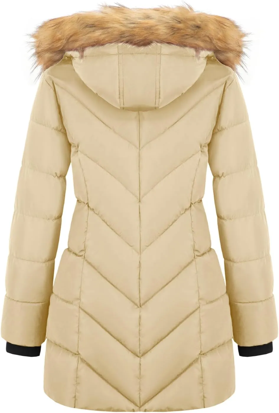 Women's Winter Thicken Coat Warm Long Puffer Jacket with Faux Fur Removable Hood Waterproof Insulated Jacket