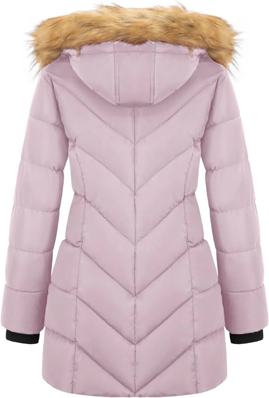 Women's Winter Thicken Coat Warm Long Puffer Jacket with Faux Fur Removable Hood Waterproof Insulated Jacket