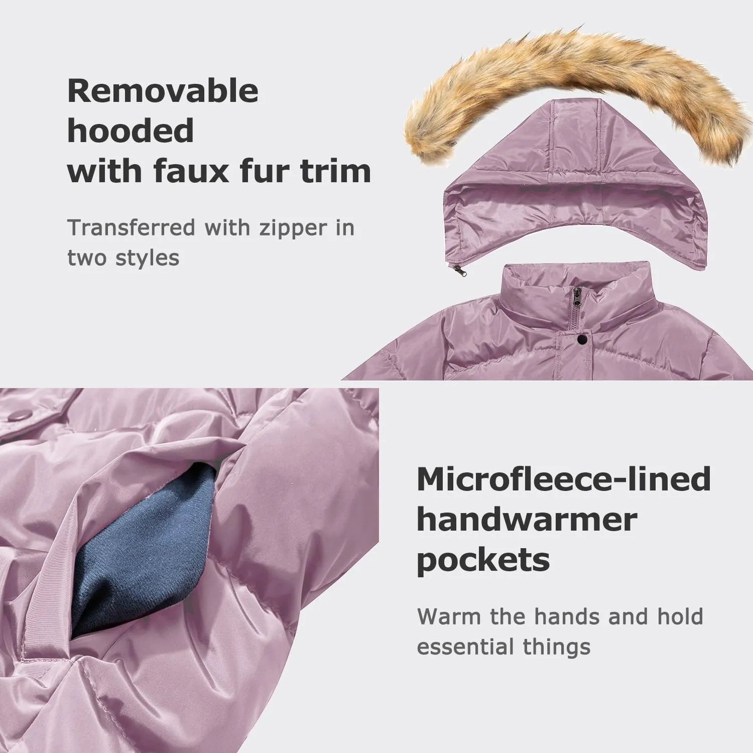 Women's Winter Thicken Coat Warm Long Puffer Jacket with Faux Fur Removable Hood Waterproof Insulated Jacket