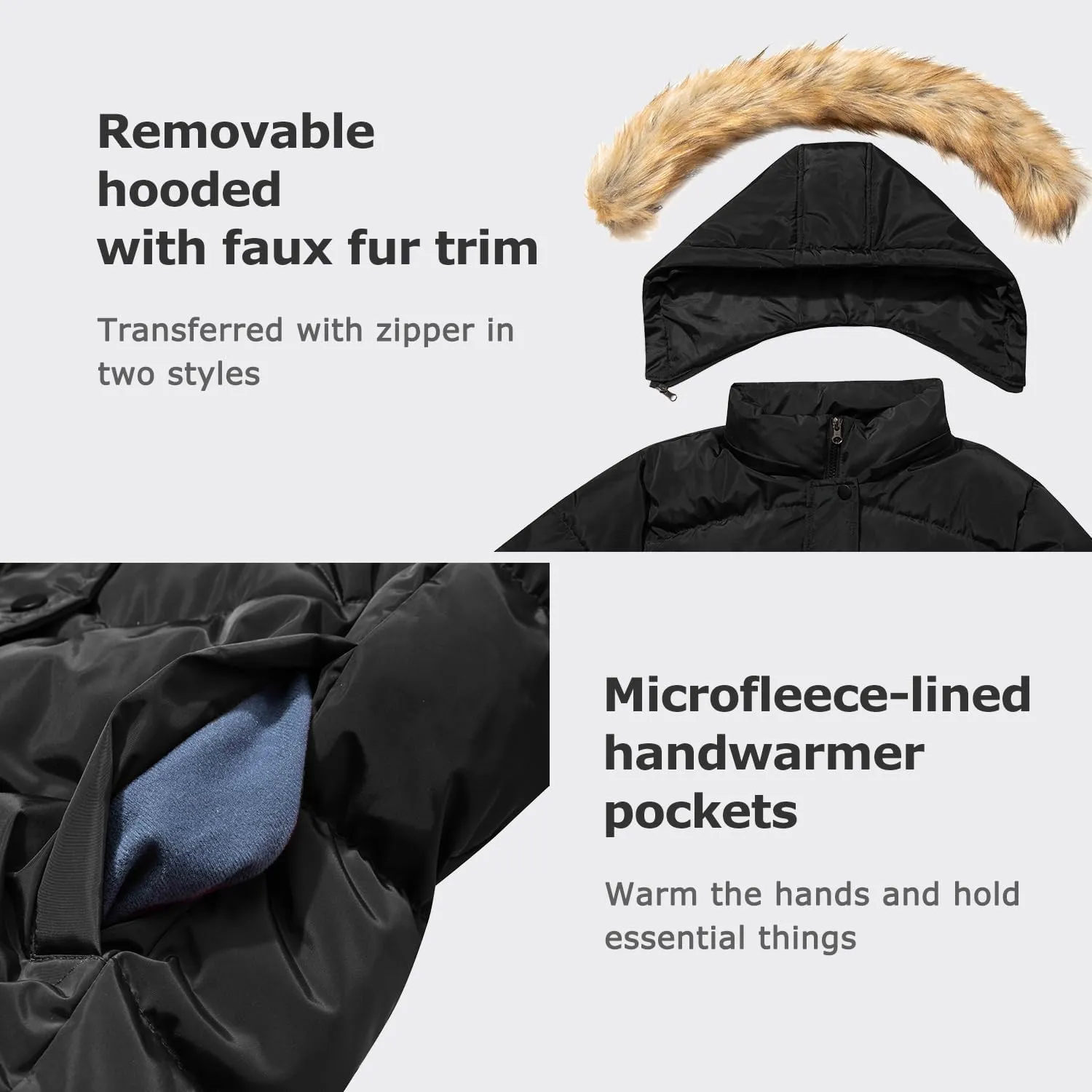 Women's Winter Thicken Coat Warm Long Puffer Jacket with Faux Fur Removable Hood Waterproof Insulated Jacket