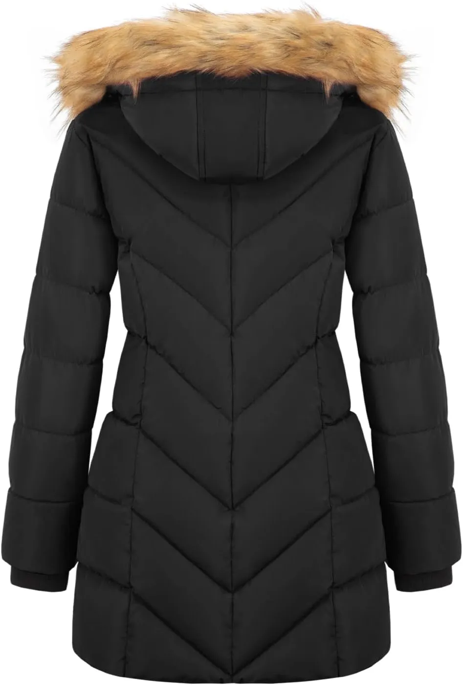 Women's Winter Thicken Coat Warm Long Puffer Jacket with Faux Fur Removable Hood Waterproof Insulated Jacket