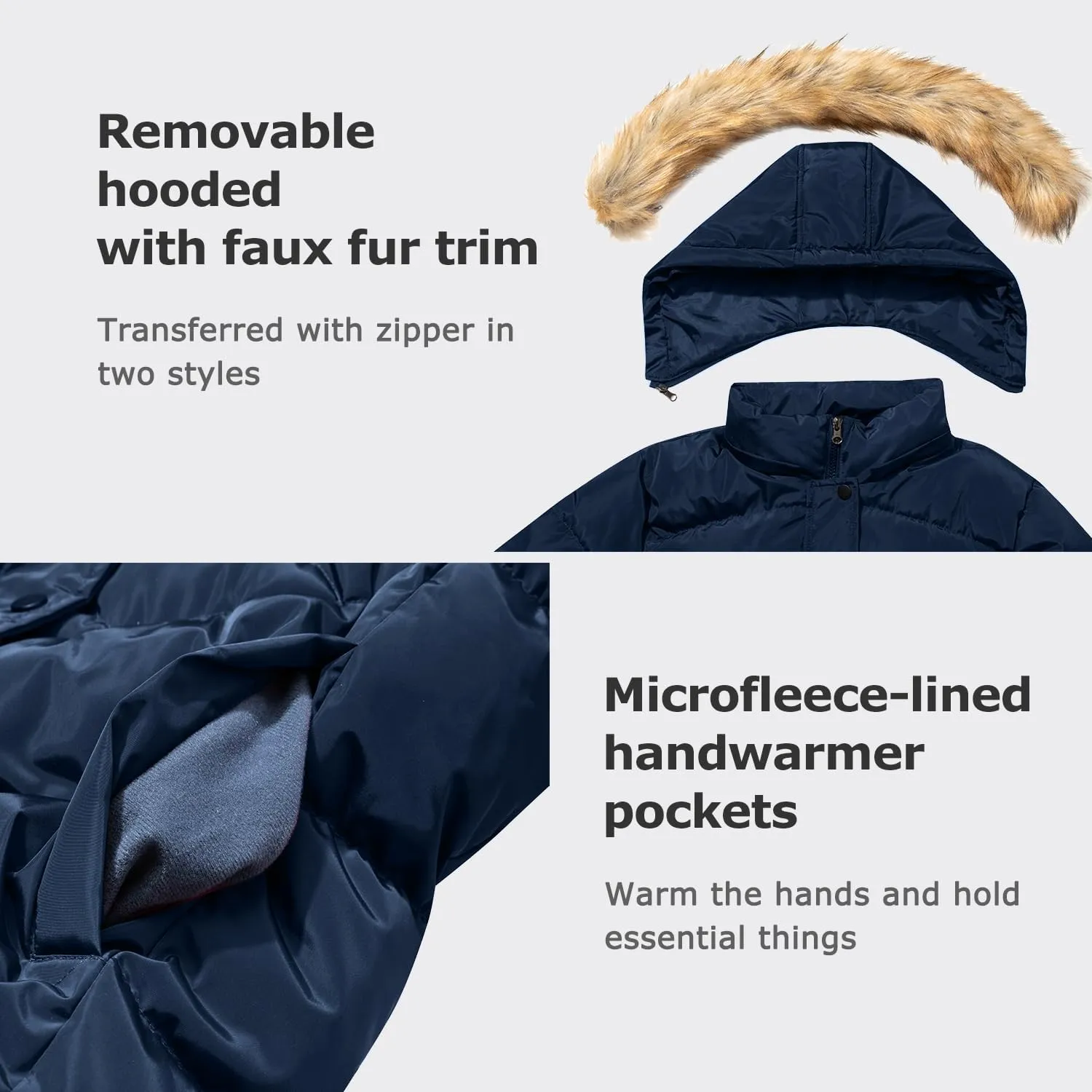Women's Winter Thicken Coat Warm Long Puffer Jacket with Faux Fur Removable Hood Waterproof Insulated Jacket