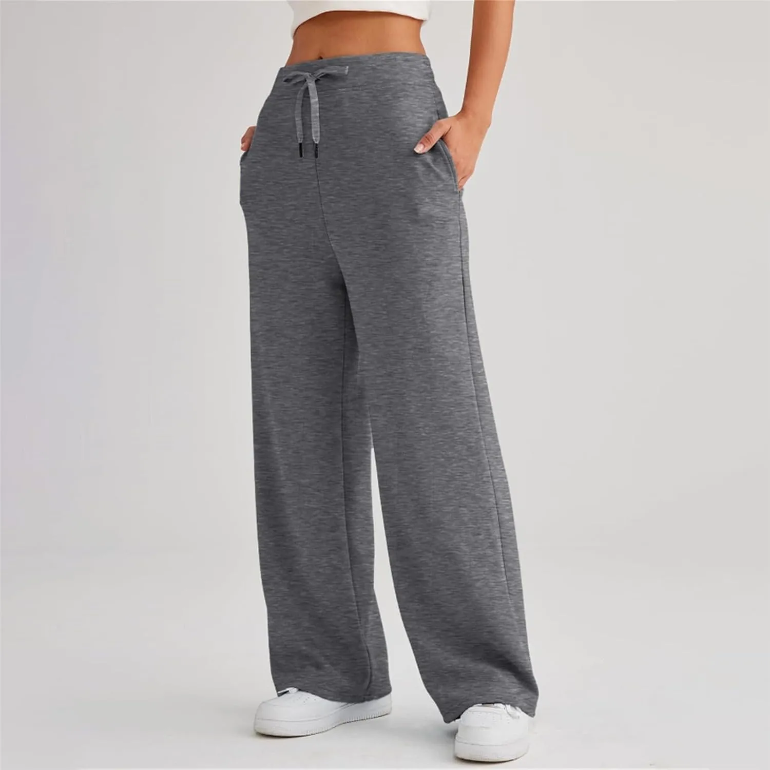 Womens Yoga Pants with Drawstring Pockets Straight-Leg Loose Comfy Modal Lounge Running Active Casual Sweatpants