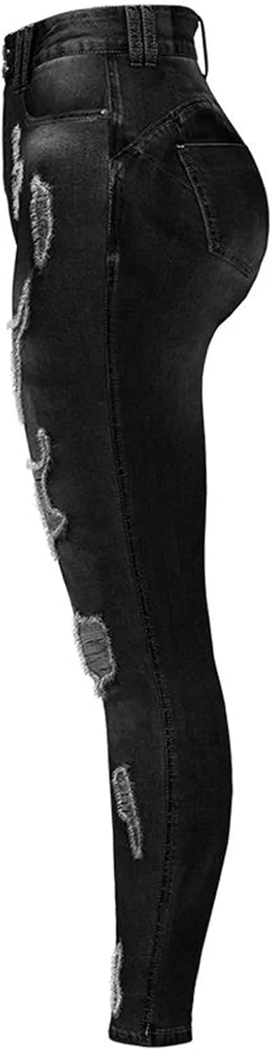 XIAOBU Tight Jeans Women's High Waist Butt-Lifting Stretch Skinny Denim Trousers Pocket Button Zipper Pencil Pants