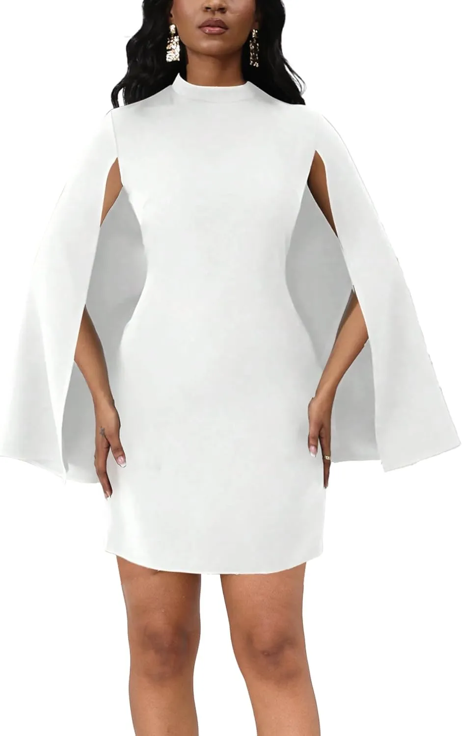 Xinlees Women's Bodycon Pencil Dress with Bell Sleeves Elegant and Versatile Casual Sheath Dress