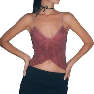 Y2K Mesh Cami Top for Women Sleeveless V Neck Open Front Cami Vest Top Spaghetti Strap Going Out Top