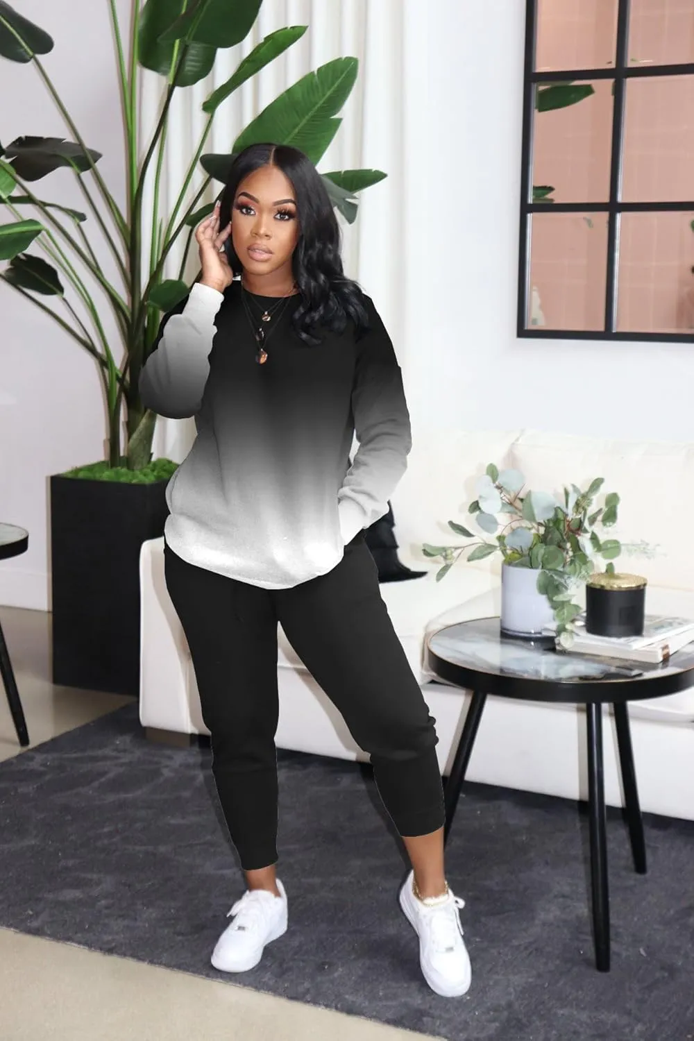 YeGine Womens 2 Piece Outfits Sweatsuits Casual Long Sleeve Jogger Tracksuits Lounge Sets With Pockets