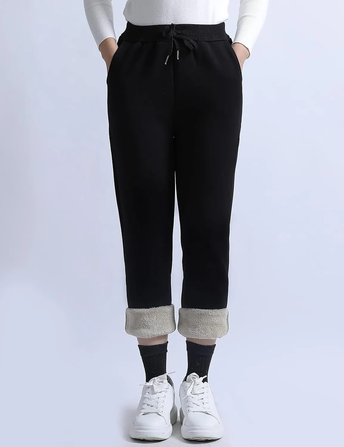 Yeokou Warm Sweatpants Womens Fleece Sherpa Lined Winter Active Running Jogger Pants