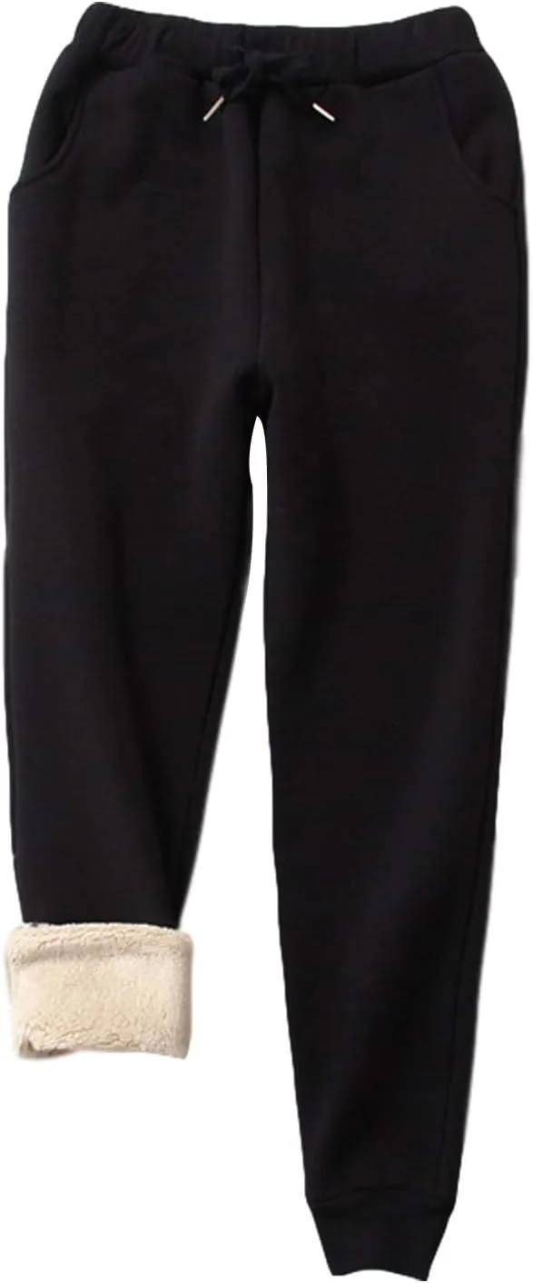 Yeokou Warm Sweatpants Womens Fleece Sherpa Lined Winter Active Running Jogger Pants