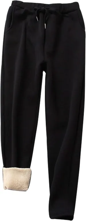 Yeokou Warm Sweatpants Womens Fleece Sherpa Lined Winter Active Running Jogger Pants