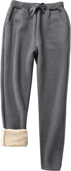 Yeokou Warm Sweatpants Womens Fleece Sherpa Lined Winter Active Running Jogger Pants