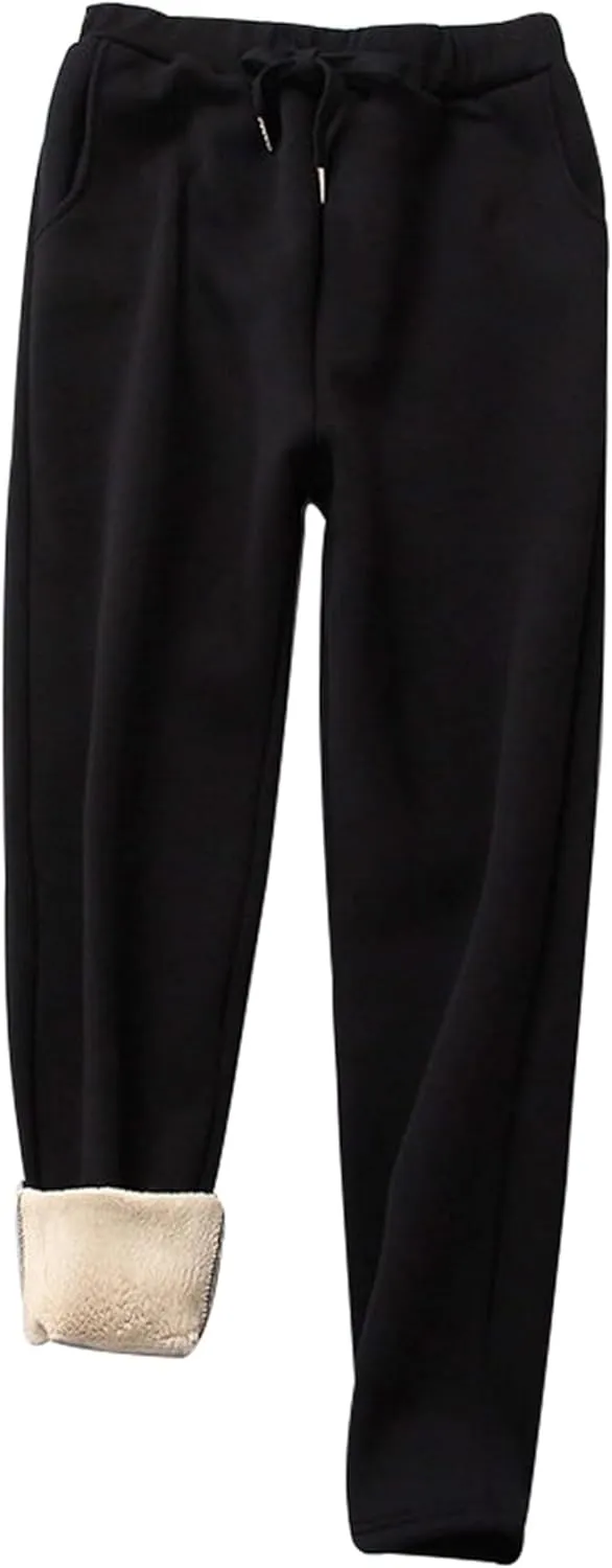 Yeokou Warm Sweatpants Womens Fleece Sherpa Lined Winter Active Running Jogger Pants