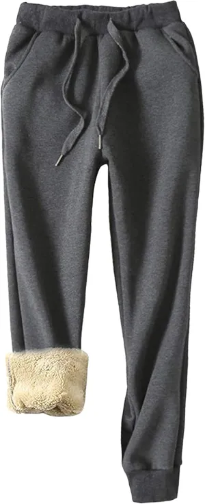 Yeokou Women's Warm Sherpa Lined Athletic Sweatpants Jogger Fleece Pants