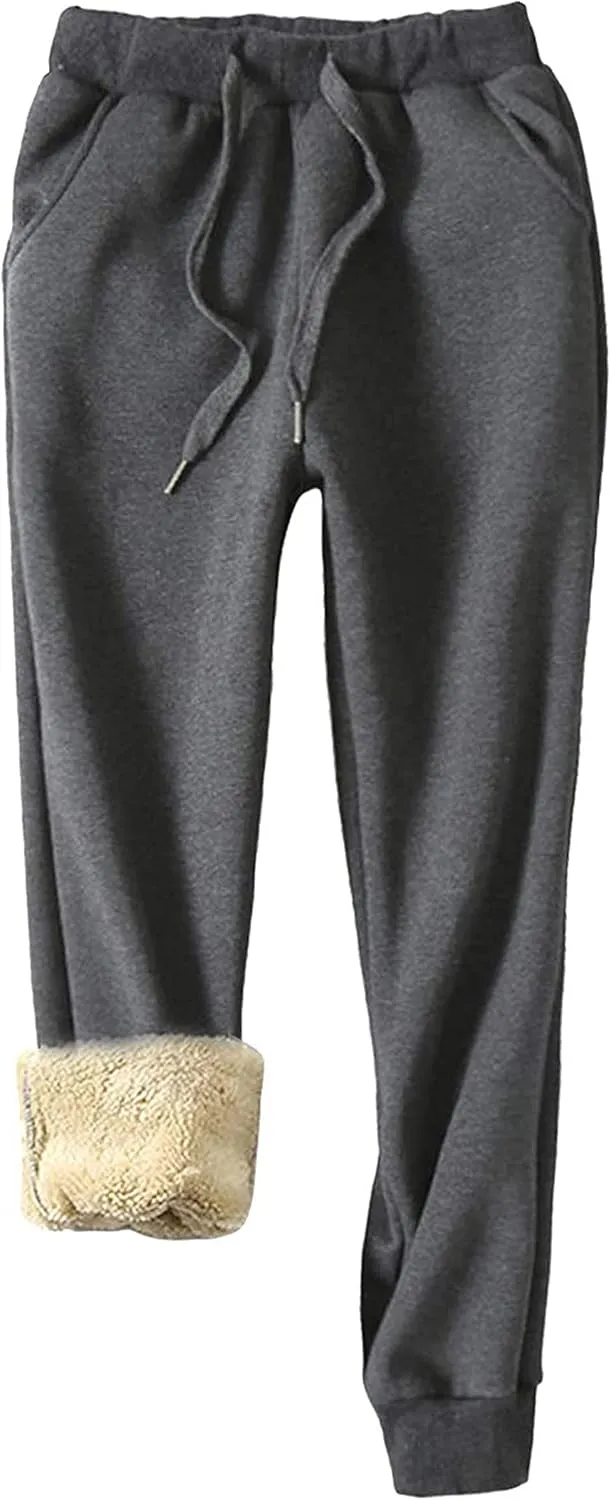 Yeokou Women's Warm Sherpa Lined Athletic Sweatpants Jogger Fleece Pants
