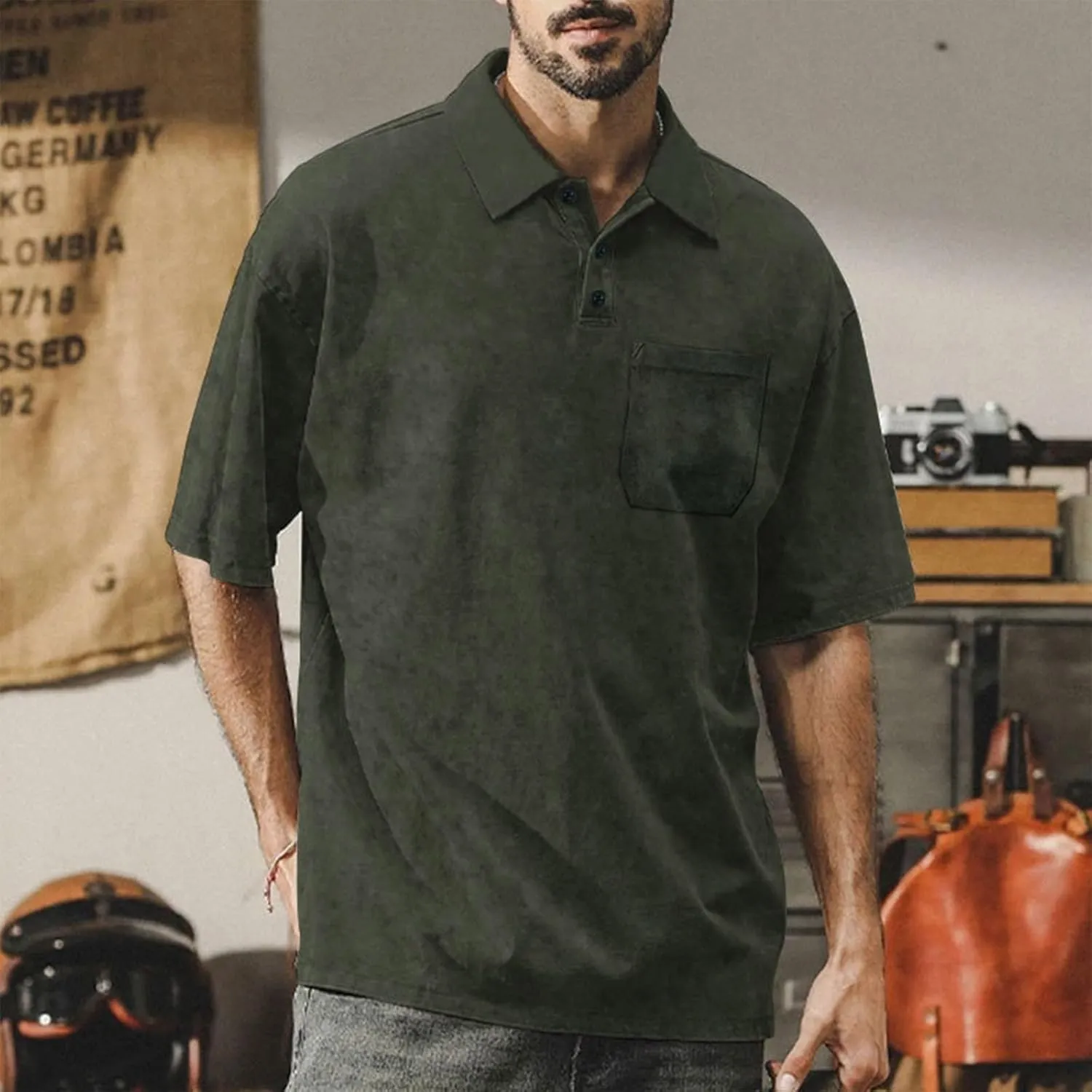 Ymosrh Men's Fashion Shirts Casual Short Sleeve Solid Color Polo T Shirt Business Casual Golf Work Tshirts, S-3XL