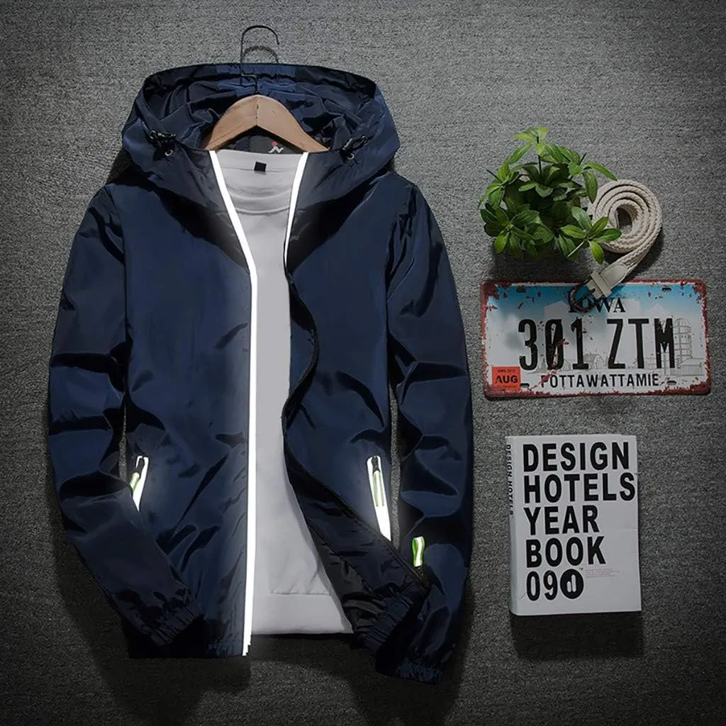 Ymosrh Men's Hooded Waterproof Lightweight Windbreaker Jackets Nylon Wind & Water Resistant Rain Jacket, M-7XL