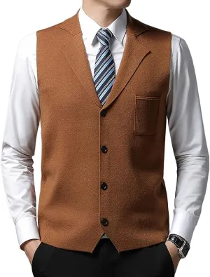 yoeasy Men's Cashmere Wool Blended Button Vest Relax Fit Lightweight V-Neck Sweater Cardigan Sweater
