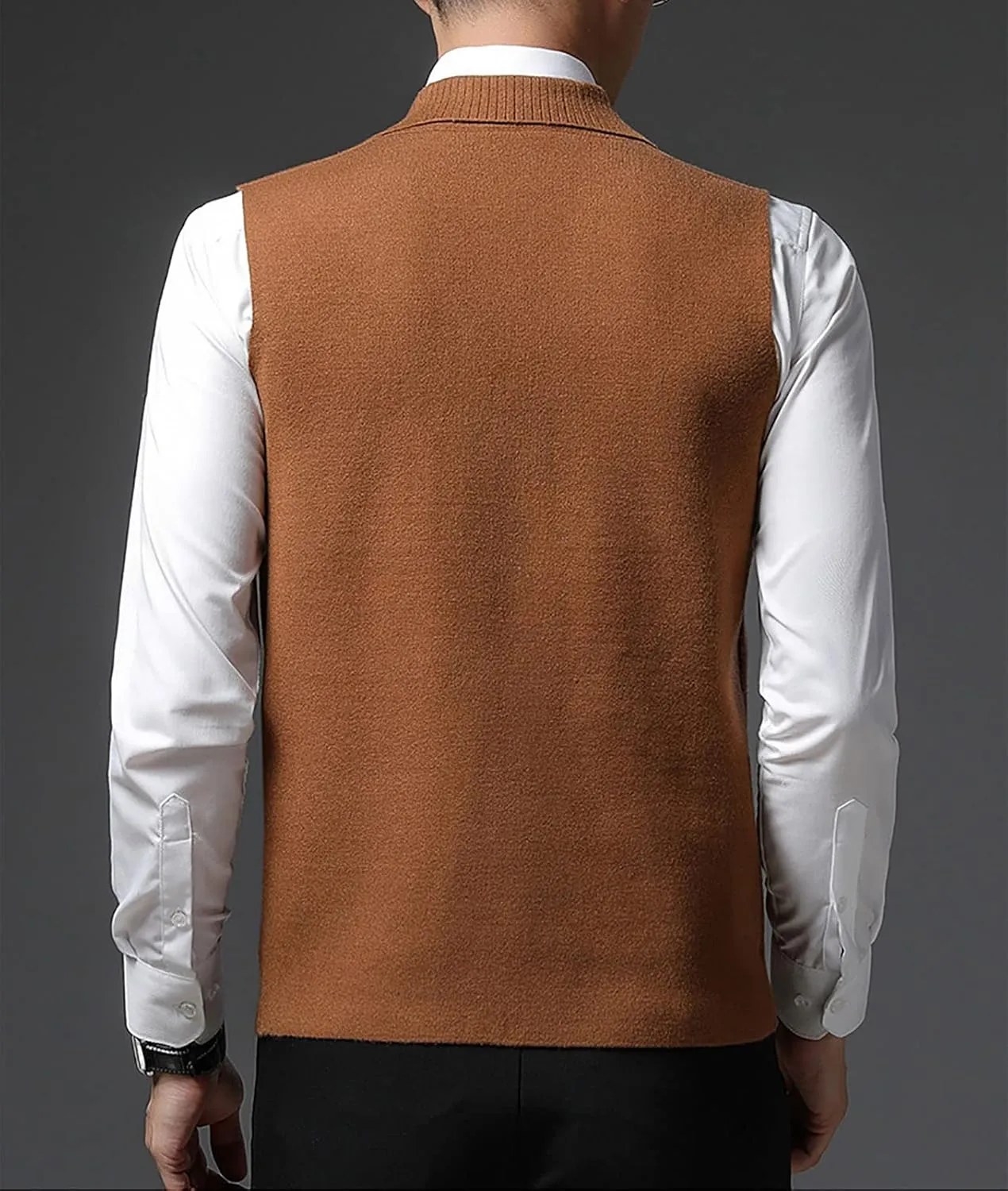 yoeasy Men's Cashmere Wool Blended Button Vest Relax Fit Lightweight V-Neck Sweater Cardigan Sweater