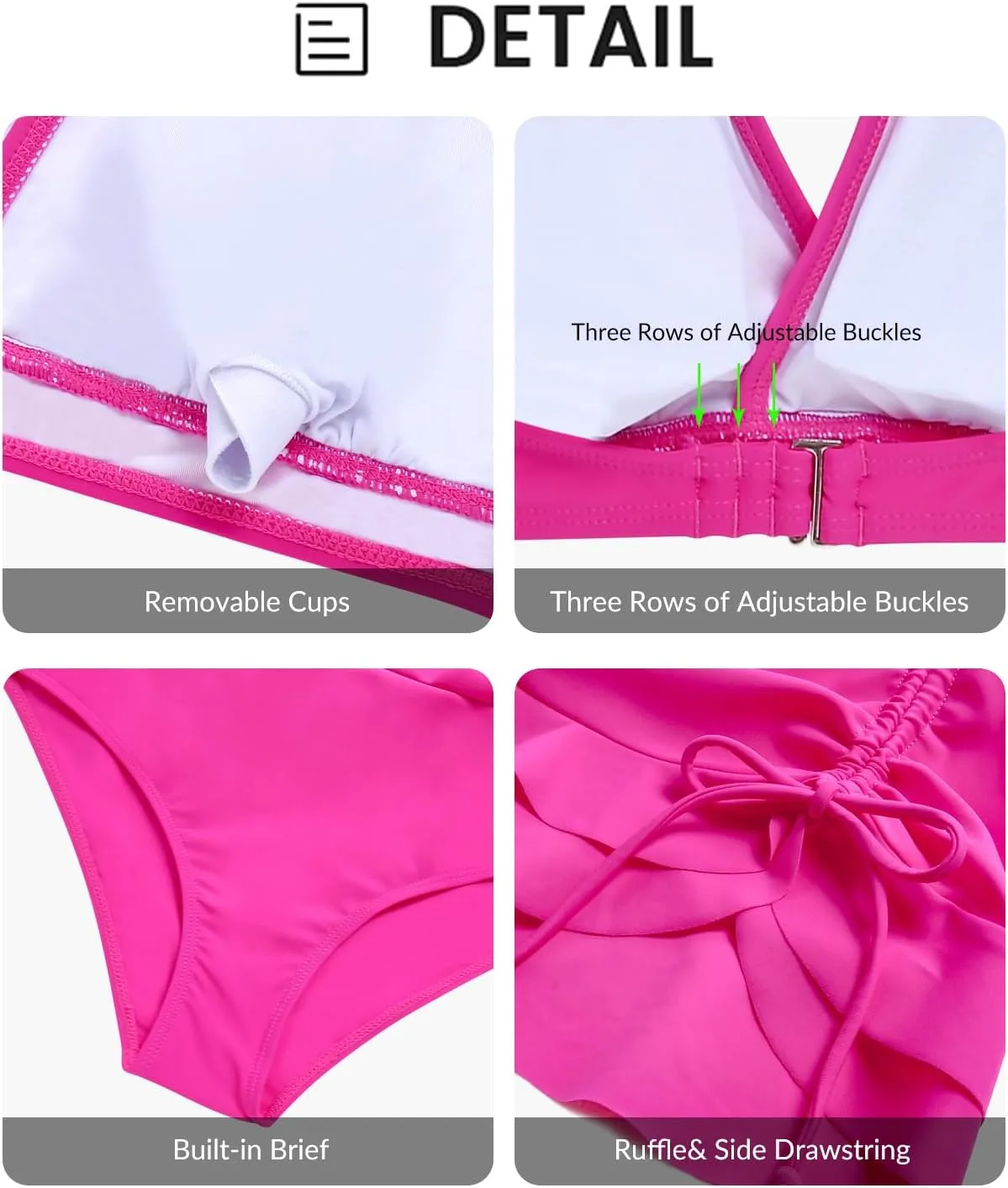 Yonique Womens High Waisted Bikini with Skirt Two Piece Swimsuit with Tummy Control Halter Bathing Suit
