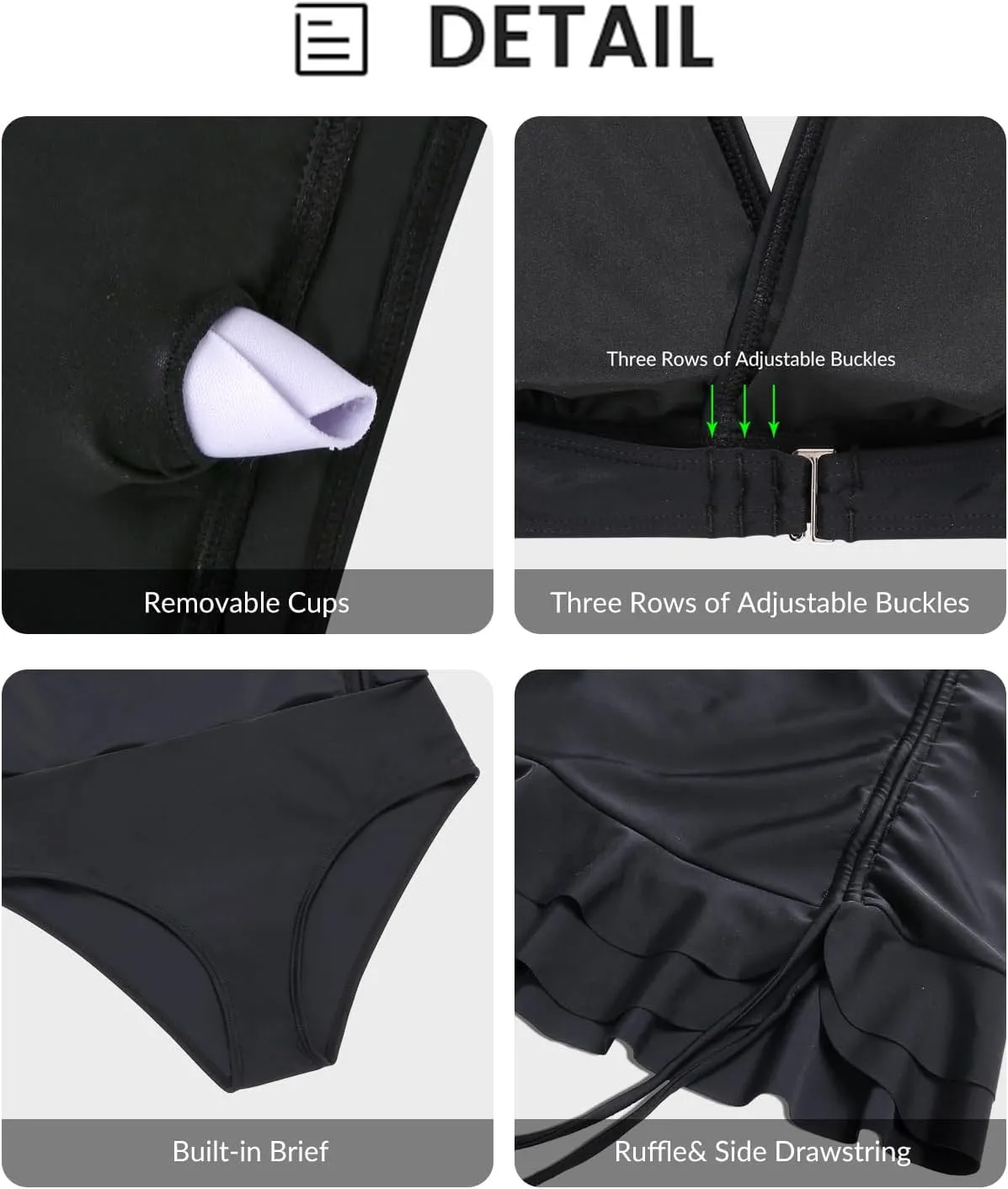 Yonique Womens High Waisted Bikini with Skirt Two Piece Swimsuit with Tummy Control Halter Bathing Suit