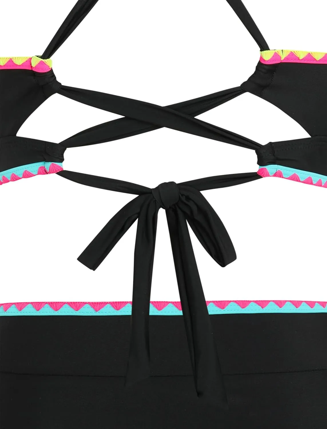 ZAFUL Women's High Waisted Bikini with Skirt Whip Stitch 2 Piece Swimsuits Tummy Control Bathing Suit