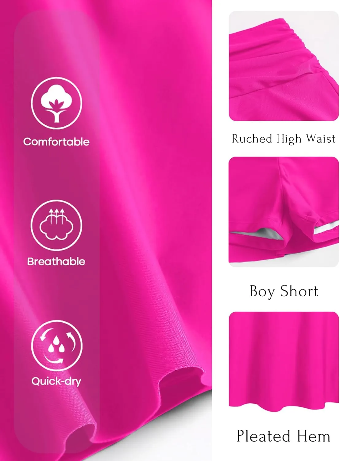 ZAFUL Women's High Waisted Swim Skirt with Pocket Ruched Tummy Control Swimsuit Bathing Suit Tankini Bottoms