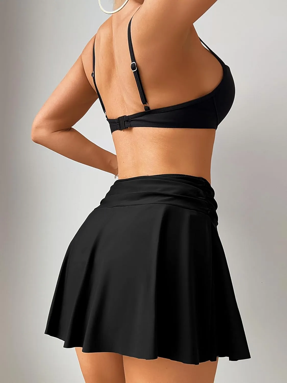 ZAFUL Women's High Waisted Swim Skirt with Pocket Ruched Tummy Control Swimsuit Bathing Suit Tankini Bottoms