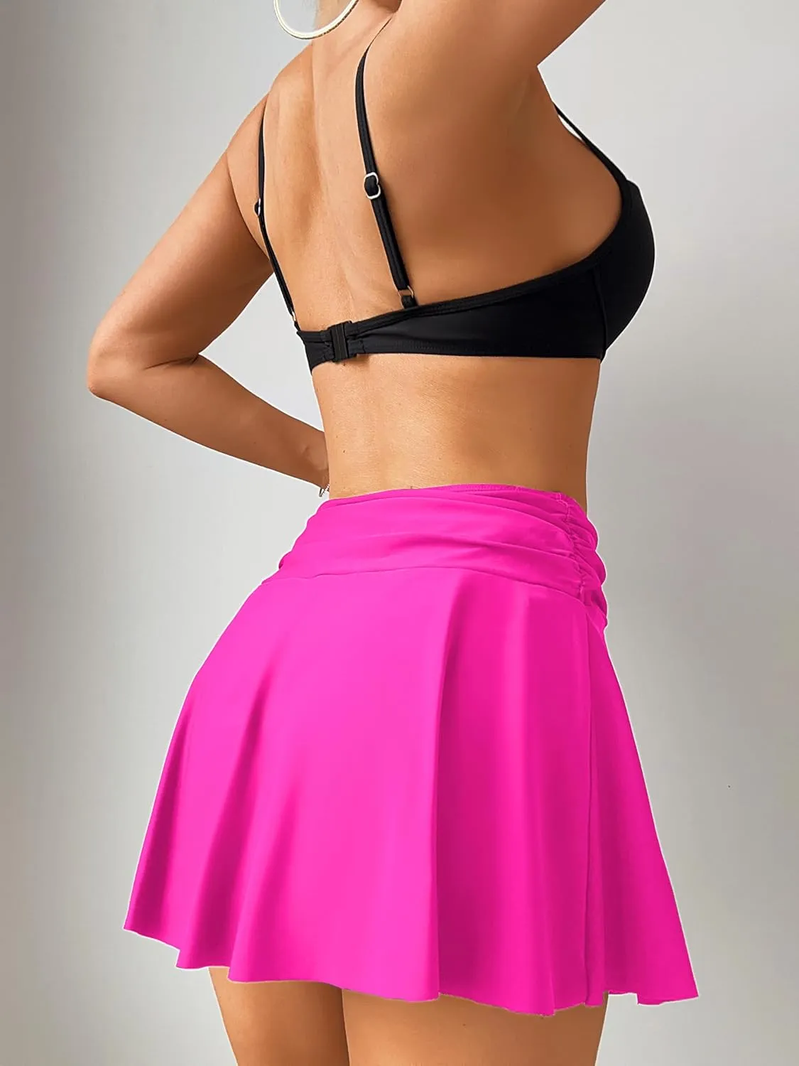 ZAFUL Women's High Waisted Swim Skirt with Pocket Ruched Tummy Control Swimsuit Bathing Suit Tankini Bottoms