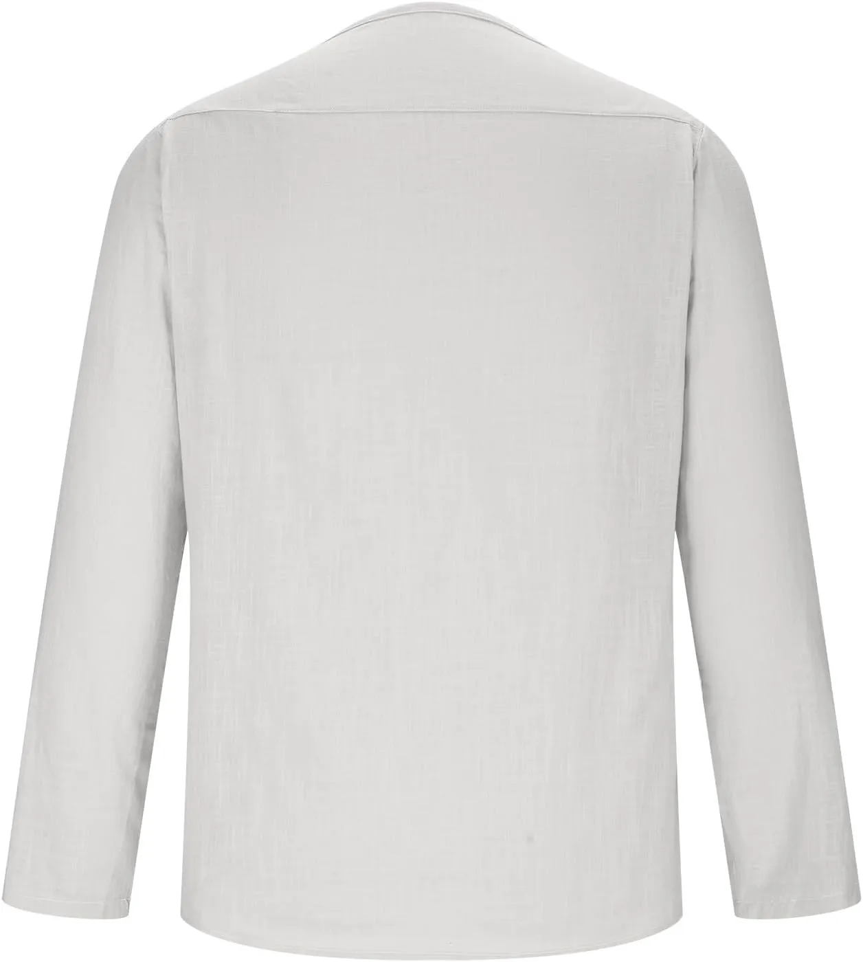 Zeiyignr Cotton Linen Shirts for Men Casual Shirts Round Neck Lightweight Long Sleeve Beach Shirt Loose Fit Hawaiian T Shirts