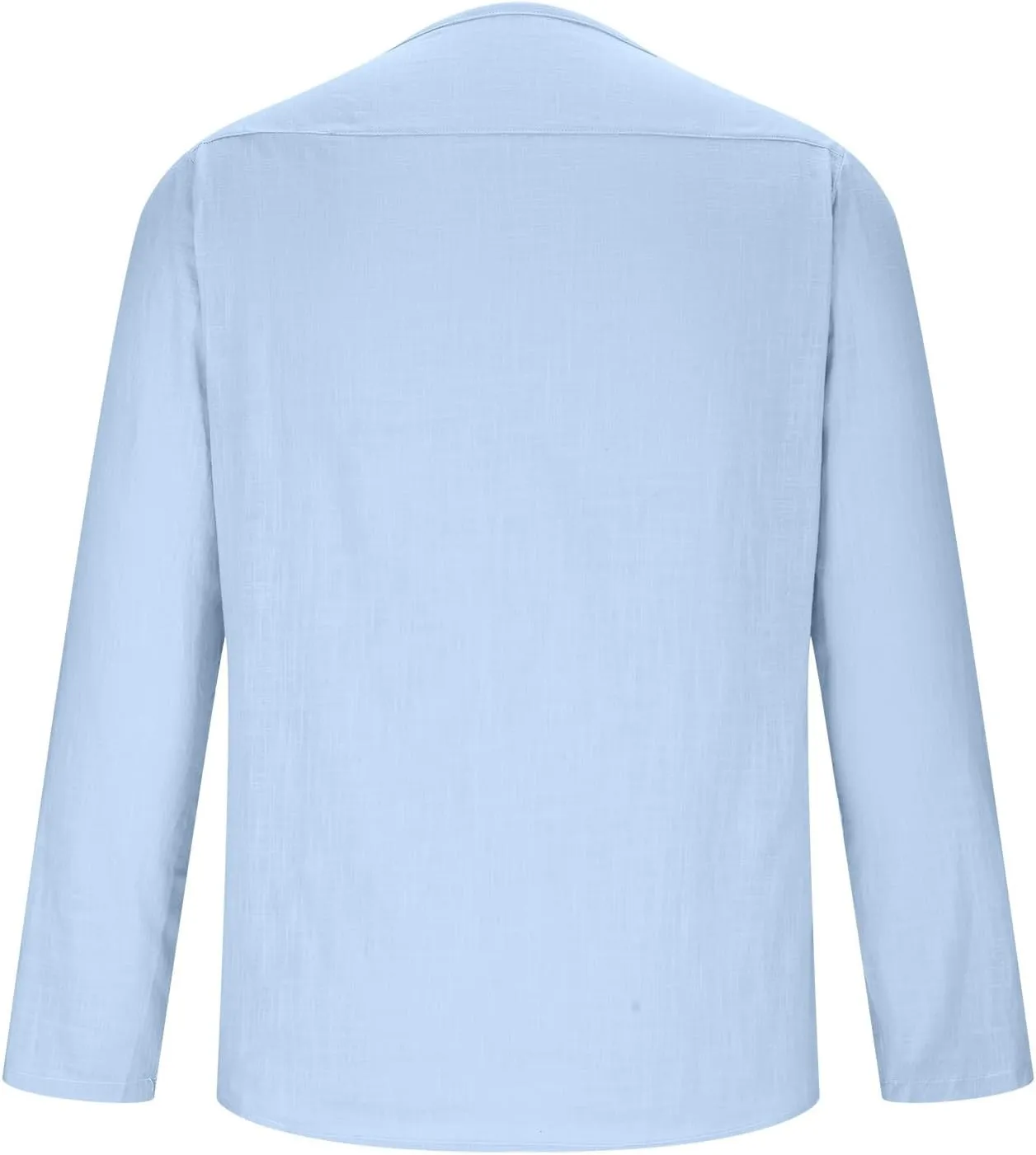 Zeiyignr Cotton Linen Shirts for Men Casual Shirts Round Neck Lightweight Long Sleeve Beach Shirt Loose Fit Hawaiian T Shirts