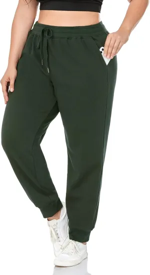 ZERDOCEAN Women's Plus Size Fleece Lined Sweatpants Relaxed Fit Workout Athletic Jogger Fleece Pants