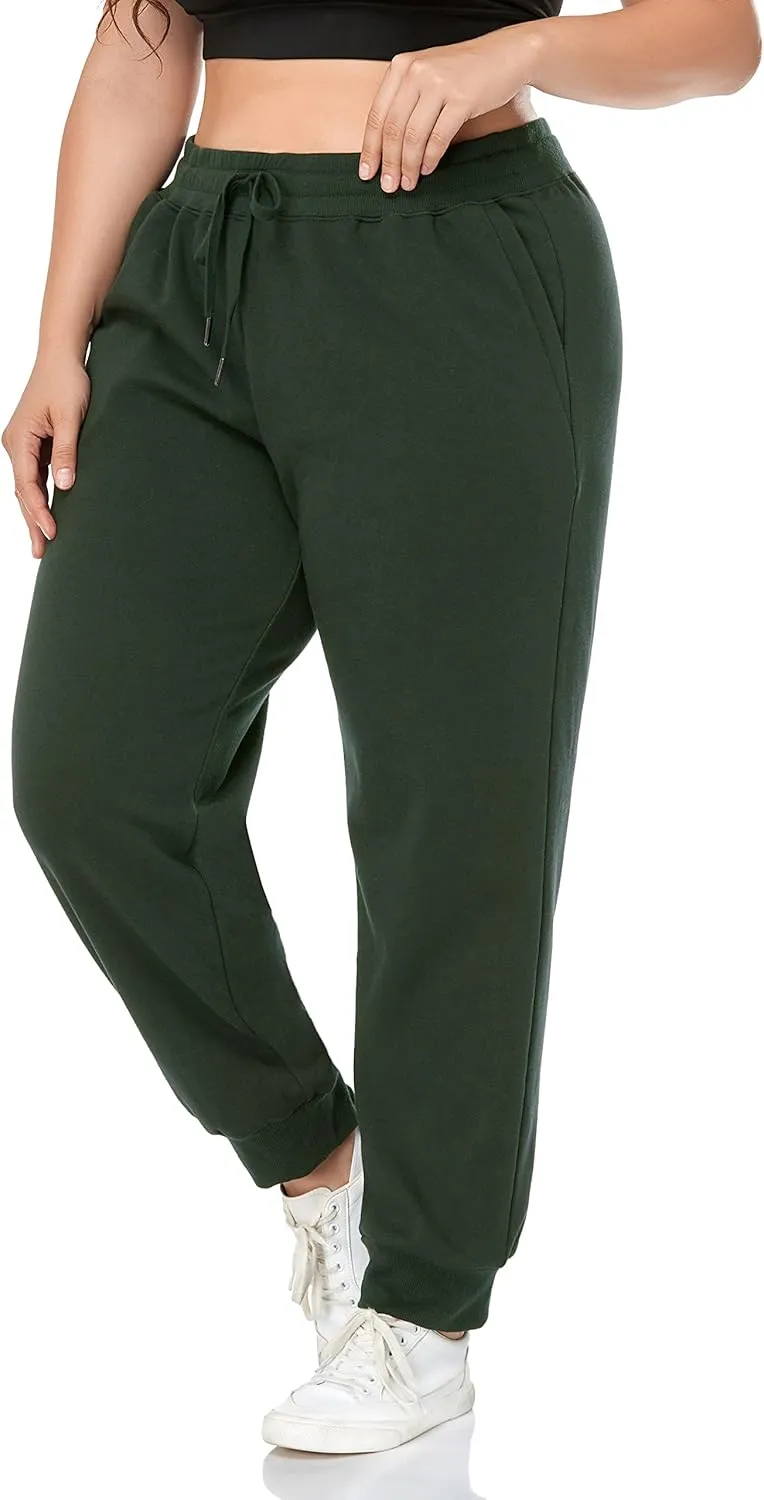 ZERDOCEAN Women's Plus Size Fleece Lined Sweatpants Relaxed Fit Workout Athletic Jogger Fleece Pants