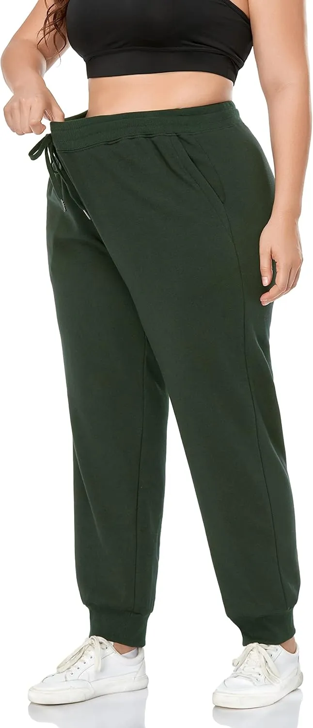ZERDOCEAN Women's Plus Size Fleece Lined Sweatpants Relaxed Fit Workout Athletic Jogger Fleece Pants