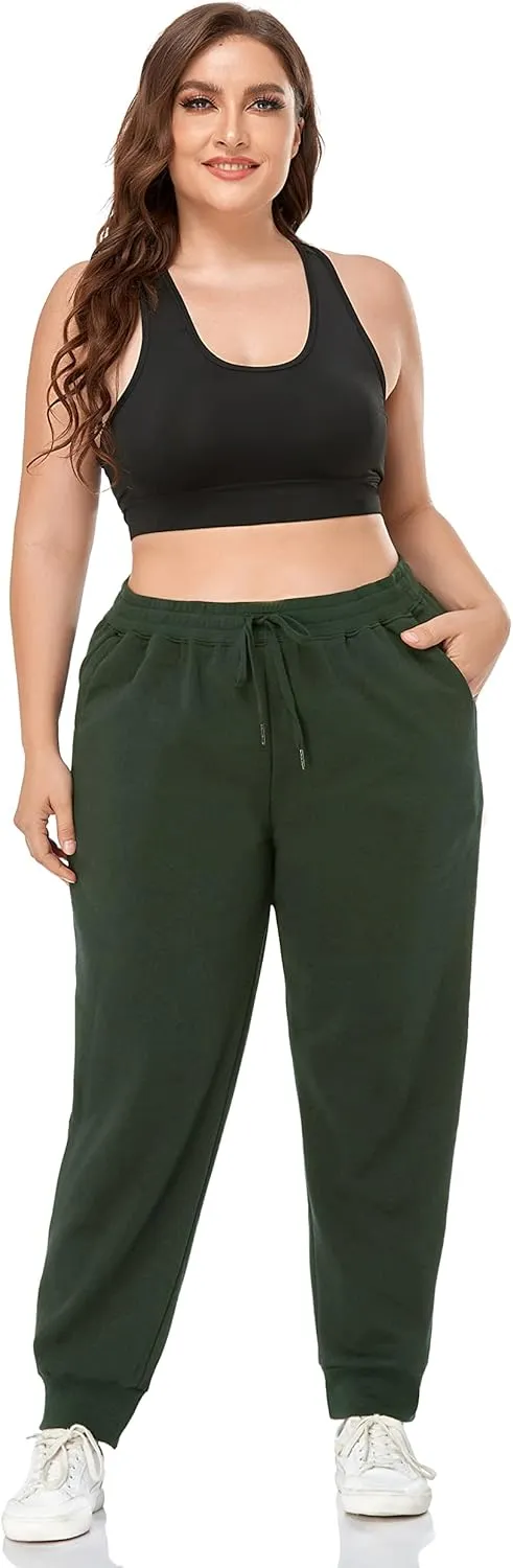 ZERDOCEAN Women's Plus Size Fleece Lined Sweatpants Relaxed Fit Workout Athletic Jogger Fleece Pants