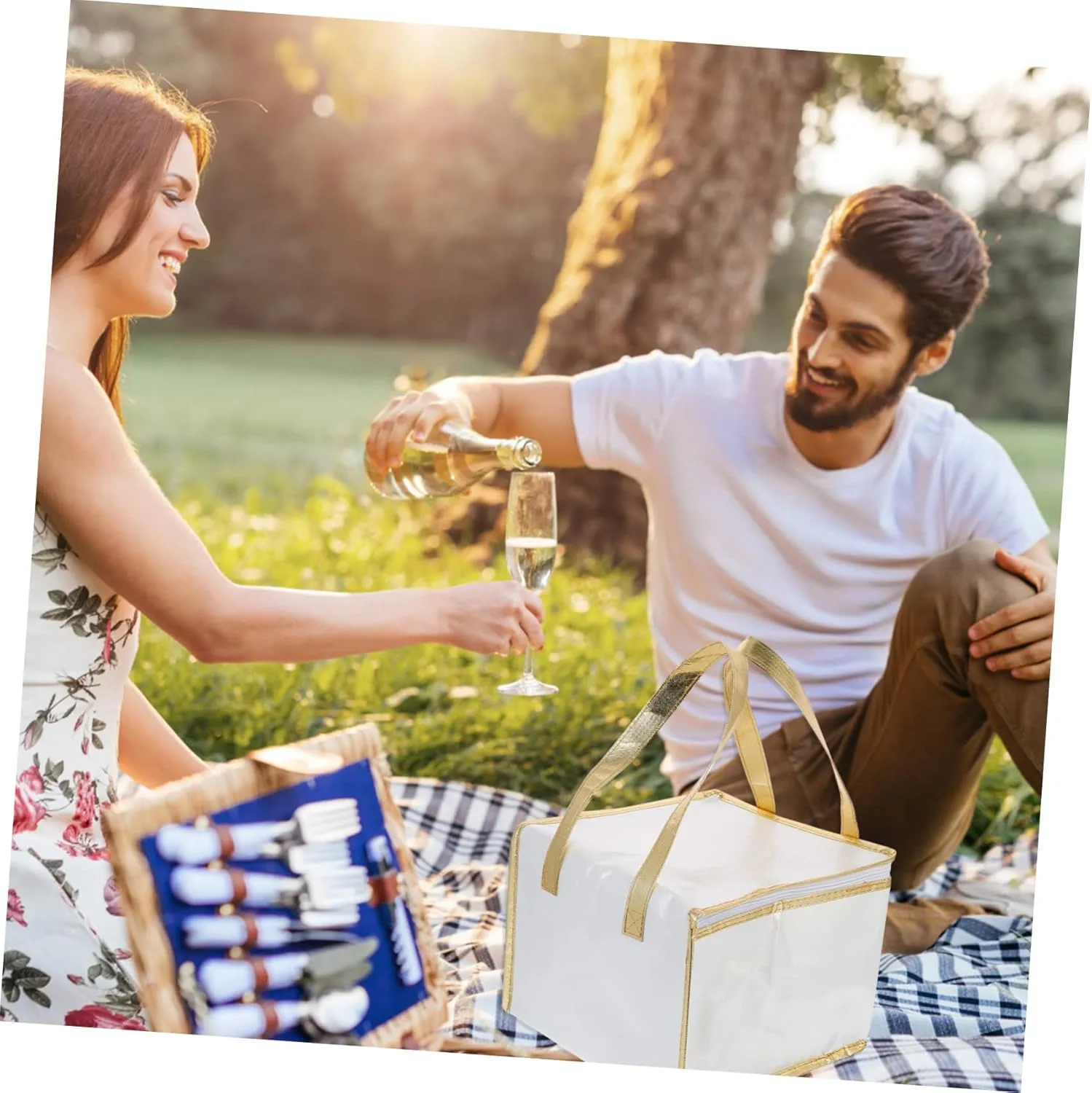Zerodeko 1pc Insulated Food Bag Cake Packing Bag for Picnics and Parties Heat Preservation Storage with Zipper and Portable Design Double