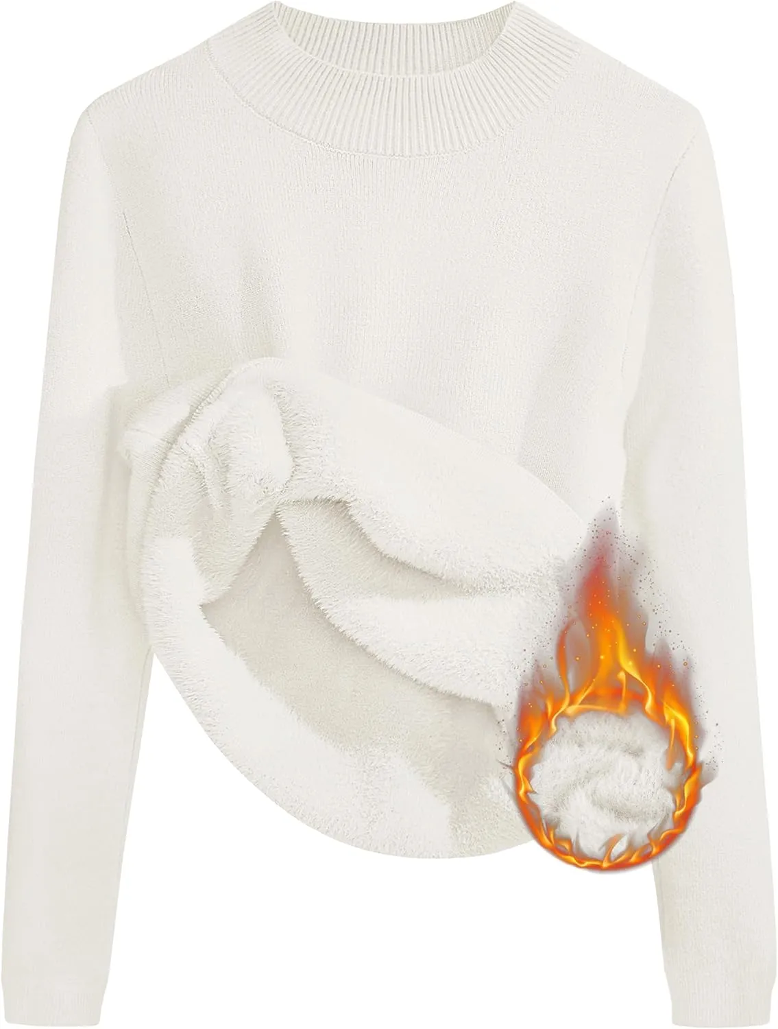 ZESICA Women's Fleece Sherpa Lined Sweater Winter Thermal Shirts Long Sleeve Mock Neck Slim Fitted Pullover Tops