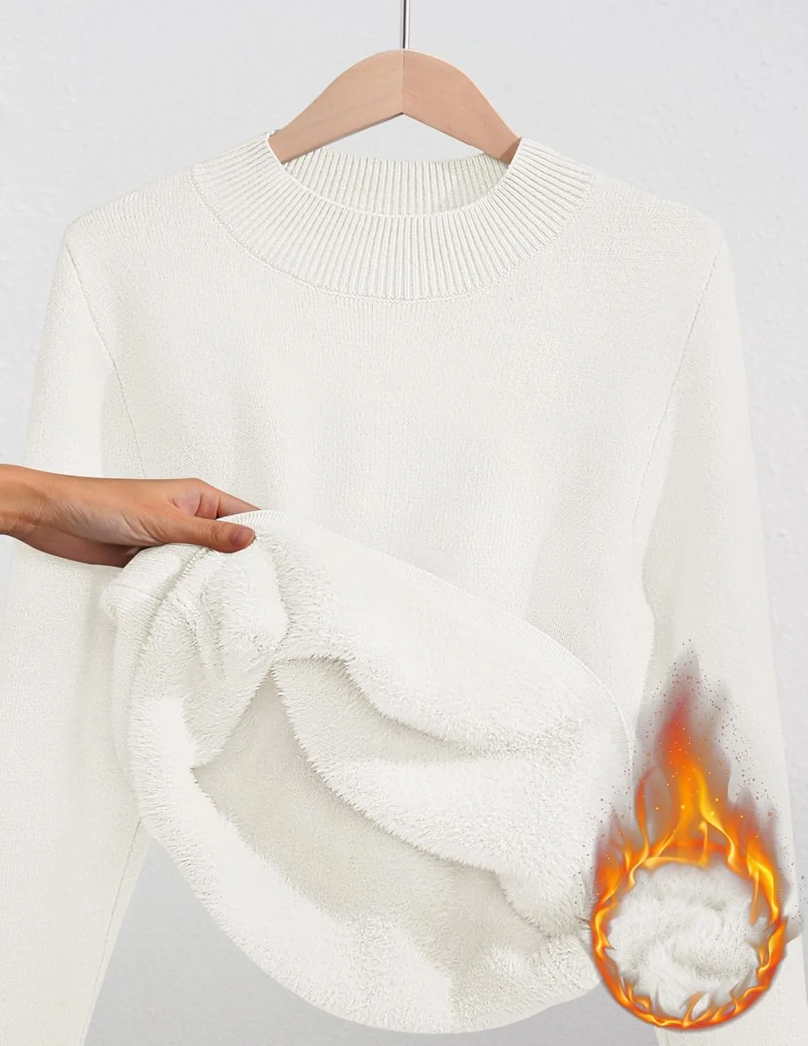 ZESICA Women's Fleece Sherpa Lined Sweater Winter Thermal Shirts Long Sleeve Mock Neck Slim Fitted Pullover Tops