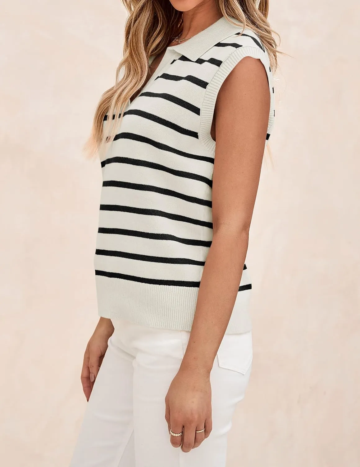 ZESICA Women's Summer Sweaters Vest 2025 V Neck Cap Sleeve Sleeveless Ribbed Knit Spring Tank Tops